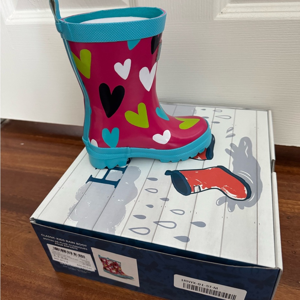 Hatley Kids Boots - Pink and Blue Heart Pattern